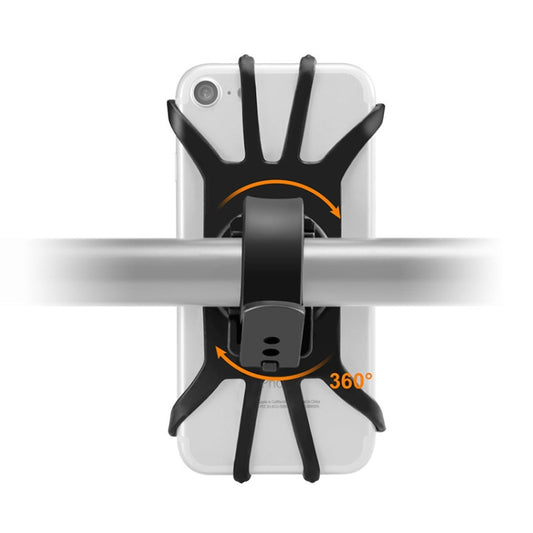 Bicycle phone holder with black 360-degree rotating clamp for 4-6.8 in phones