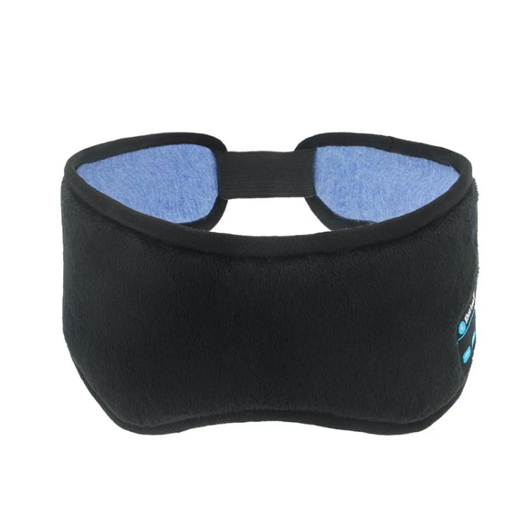 Black Bluetooth sleep eye mask with blue inner padding and central head strap