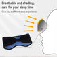 Bluetooth sleep eye mask with black outer shell and blue inner padding