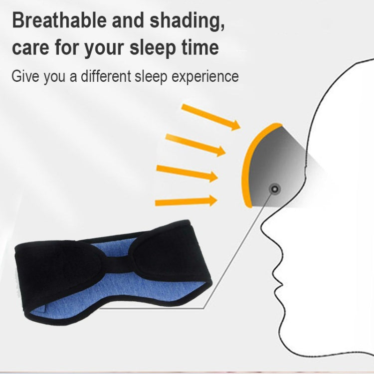 Bluetooth sleep eye mask with black outer shell and blue inner padding