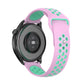 Two-tone silicone watch strap, pink silicone with mint green perforations and silver pin.