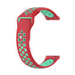 Two-tone silicone smartwatch strap, red band with mint green dotted perforations