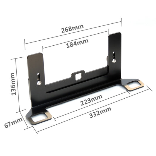 Black ISOFIX interface bracket latch retainer with measurement guide markings