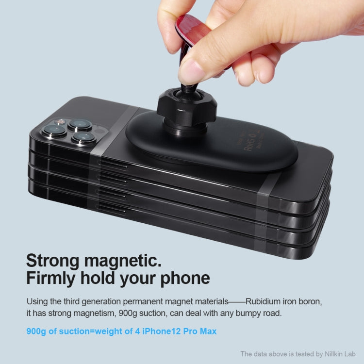 Magnetic car phone mount base with central swivel ball mount
