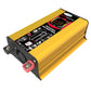 Yellow car power inverter with LCD display and front DC power terminals