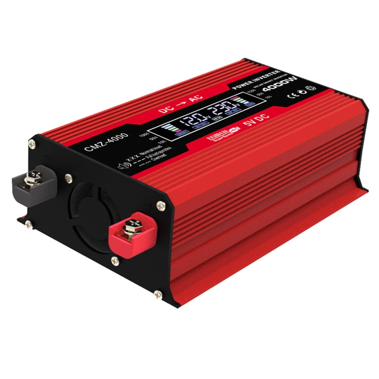 Zhizun car power inverter, red/black metal box with control panel and power terminals