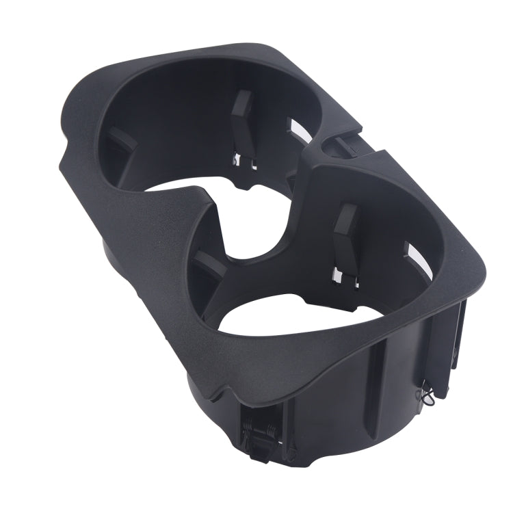 Black dual cup holder insert with one-piece curved frame and two cup wells