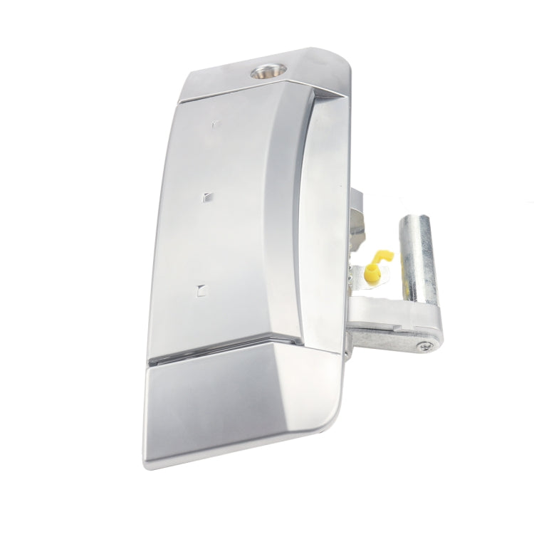 Car door outside handle pair, chrome/silver finish with key cylinder opening