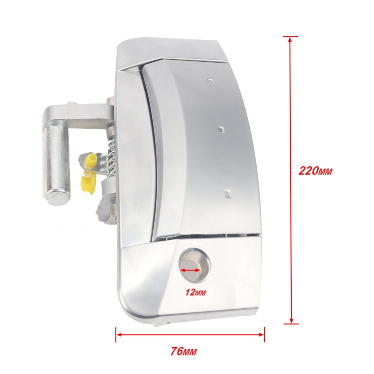 Car door outside handle pair, chrome/silver with size markings (220mm, 76mm)