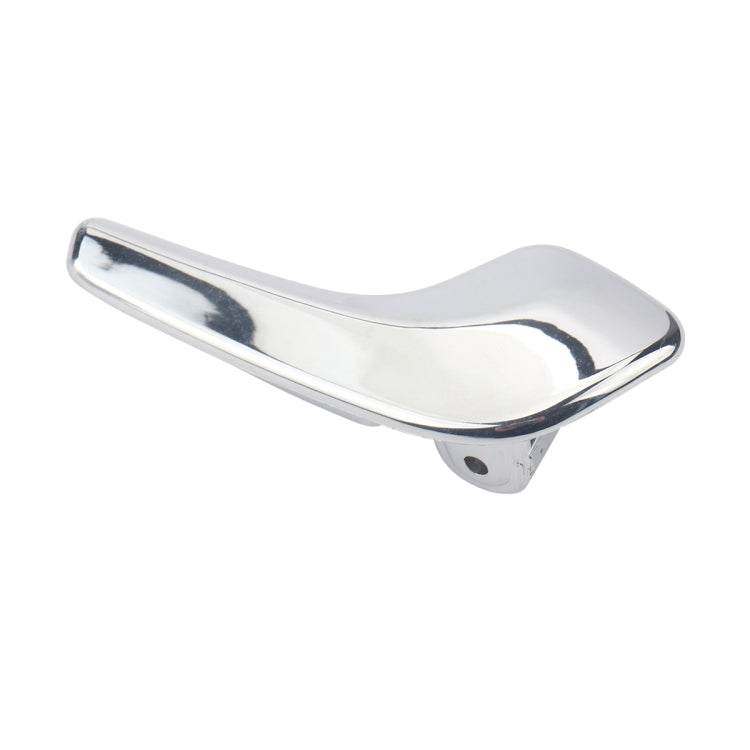 Chrome right-side car door inside handle, curved lever with mounting hole