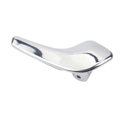 Chrome right-side car door inside handle, curved lever with mounting hole