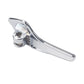 Chrome right-side door inside handle, angled view with screw mount detail