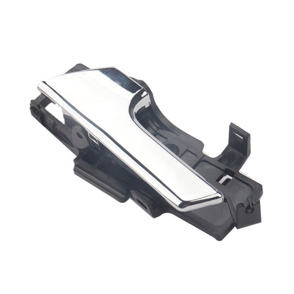 Left inside door handle assembly with chrome lever and black mounting base