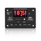 Car audio MP3 decoder board with red FM/MP3 display, USB and TF/AUX ports
