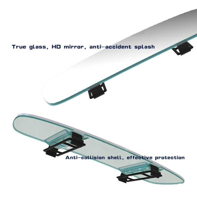 Clear curved rearview mirror with HD glass and black anti-collision mounting brackets