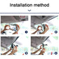Frameless curved rearview mirror installation shown with mounting clips