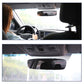 Curved frameless rearview mirror mounted inside the car roof