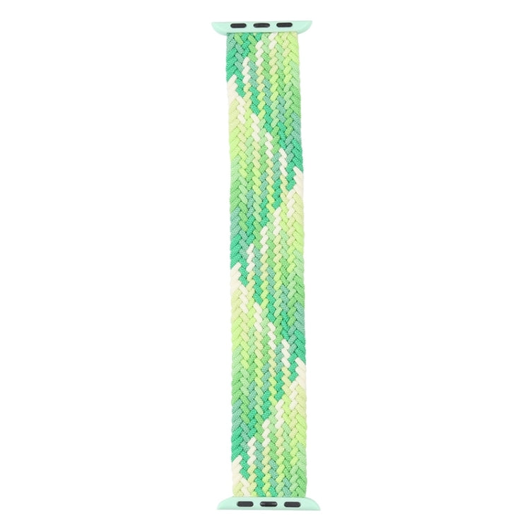 Lime and mint woven nylon Apple Watch band with metal pin clasp