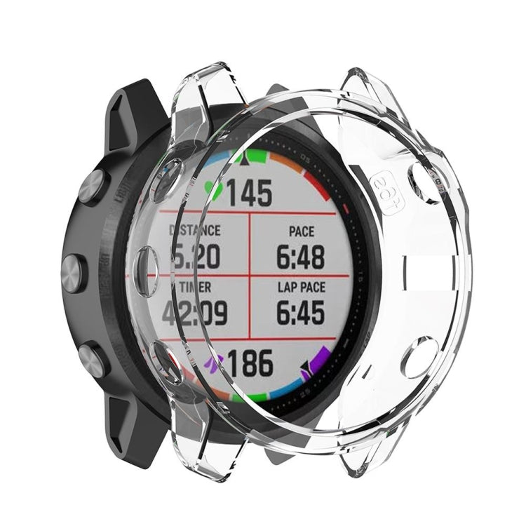 Half-coverage TPU protective case in clear TPU, fitted on smartwatch screen