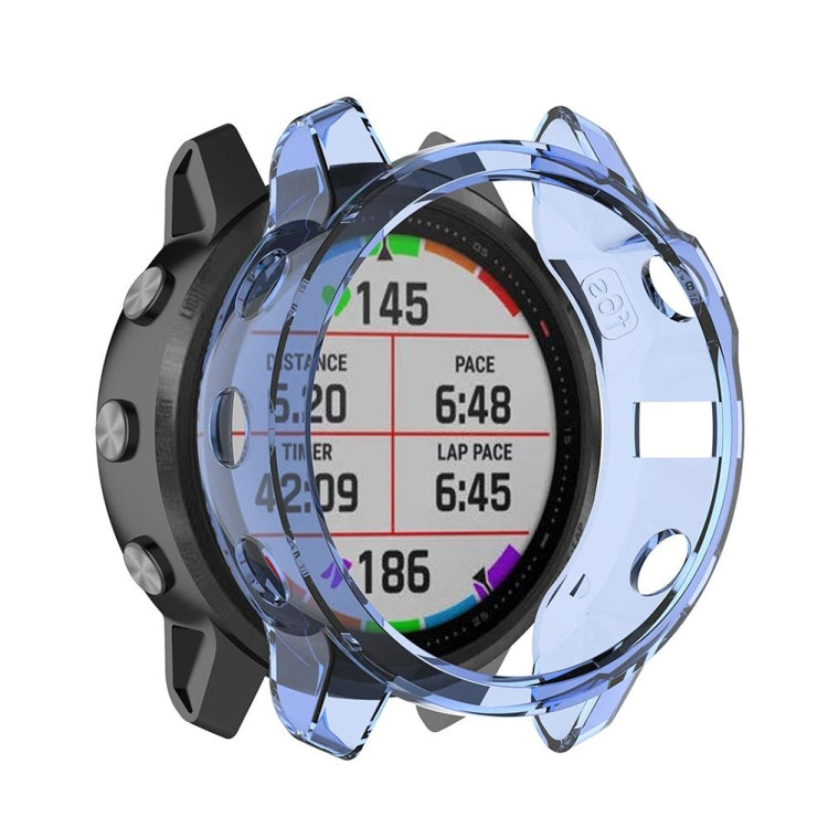 Half-coverage TPU smartwatch protective case, transparent blue finish