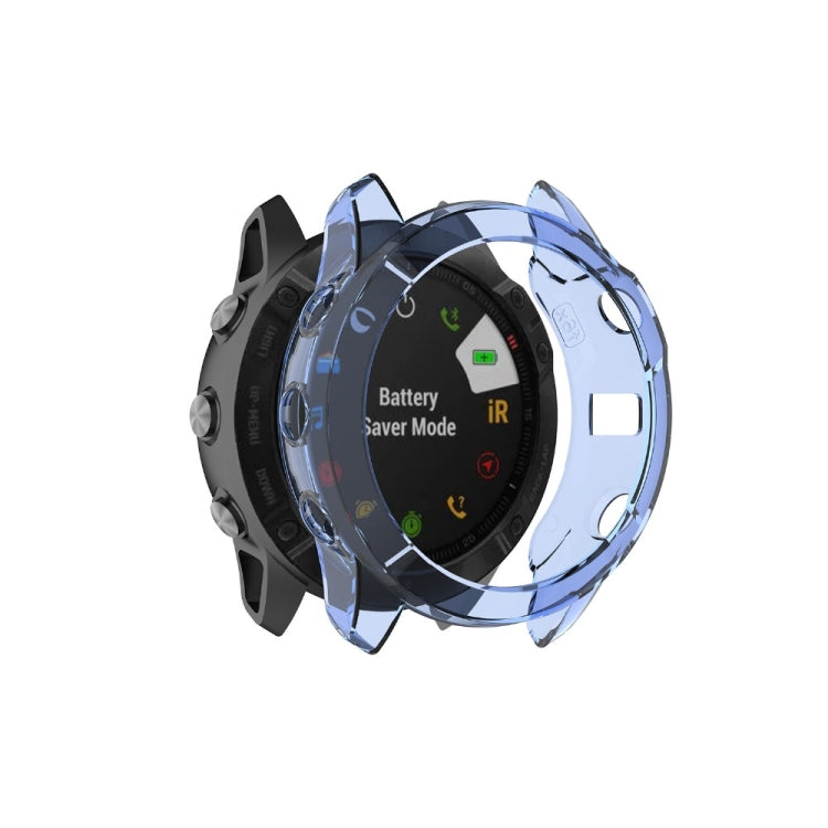 Half-coverage TPU smartwatch protective case, transparent blue finish