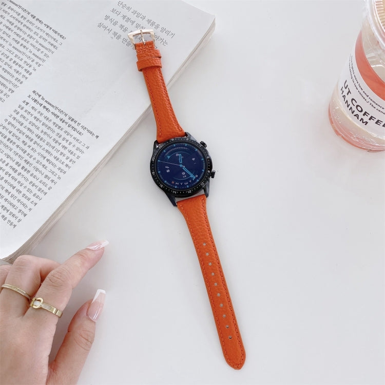 Small Waist Lychee Texture Leather Replacement Strap Watchband, 20mm, 22mm