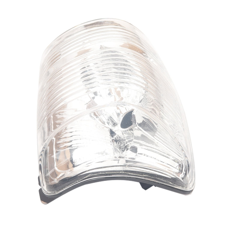Car mirror indicator lamp cover with clear lens and black housing, right-side shape