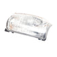 Car mirror indicator lamp cover with clear lens and black mounting base, angled front
