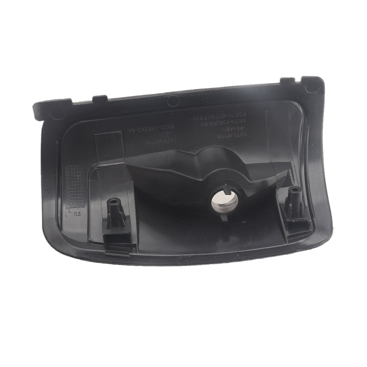 Car mirror indicator lamp cover rear housing, black plastic with mounting opening