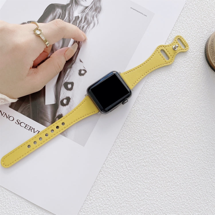 Small Waist 8-shape Reverse Buckle Leather Replacement Strap Watchband For Apple Watch Series, 7 41mm / 6 & SE & 5 & 4 40mm / 3 & 2 & 1 38mm, 7 45mm / 6 & SE & 5 & 4 44mm / 3 & 2 & 1 42mm