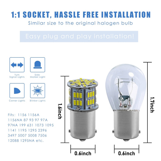 LED car bulb diagram with socket shape and size measurements, 1:1 scale