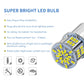 Single LED car bulb with callouts for easy plug-and-play installation, angled view