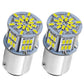 Pair of LED brake light bulbs, silver base with circular multi-LED SMD panel