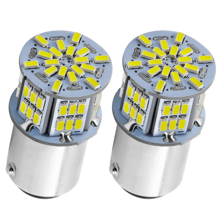 Pair of LED brake light bulbs, silver base with circular multi-LED SMD panel