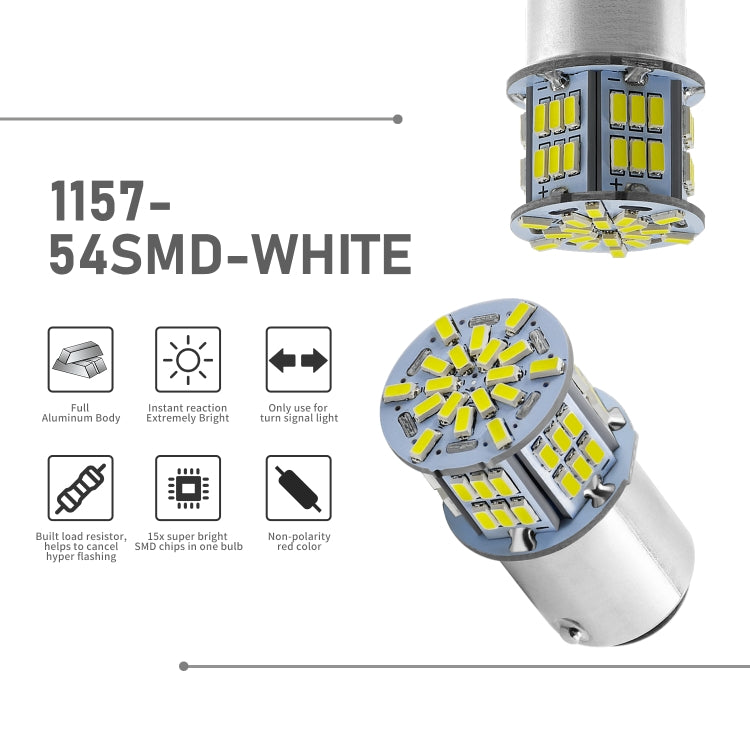 1157-style LED brake bulb with silver metal base and multi-SMD yellow chips