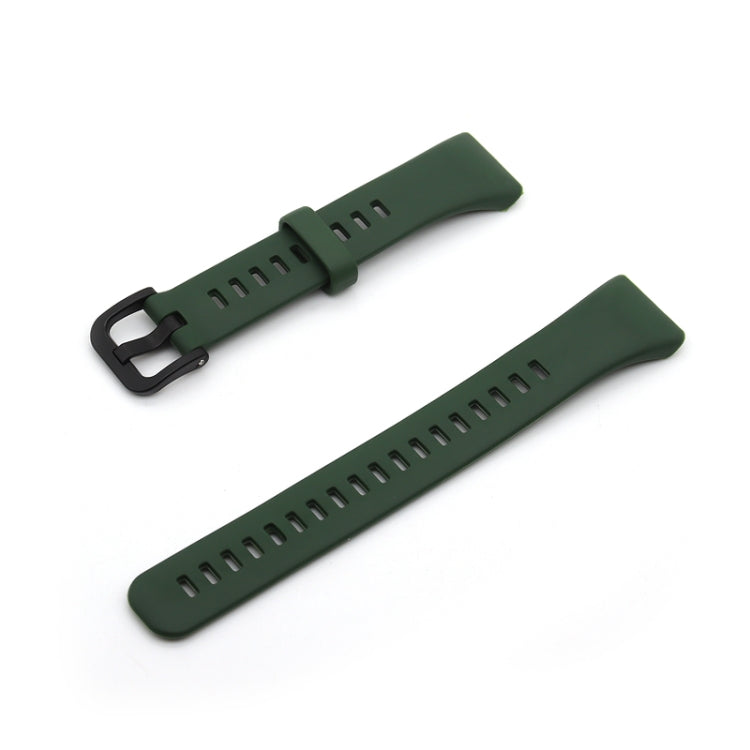 Dark green silicone watch band with buckle and adjustment holes, for Honor Band 6