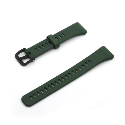 Dark green silicone watch band with buckle and adjustment holes, for Honor Band 6