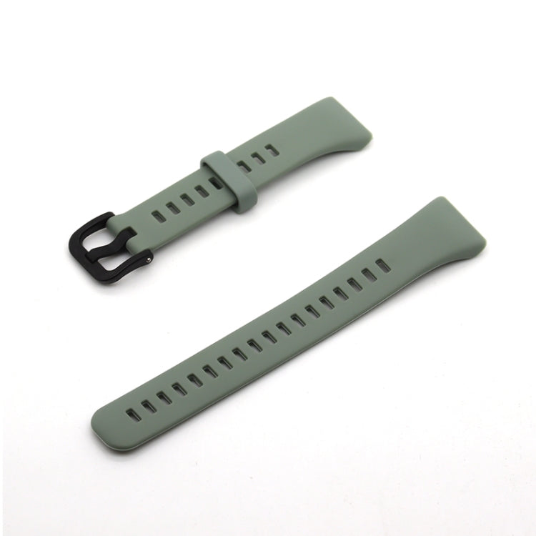 Olive green silicone watch band with buckle and adjustment holes, for Honor Band 6