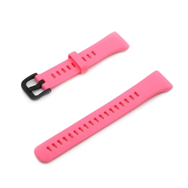 Pink silicone watch band with buckle and adjustment holes, for Honor Band 6