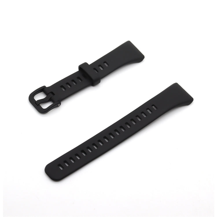 Black silicone watch band with buckle and adjustment holes, for Honor Band 6