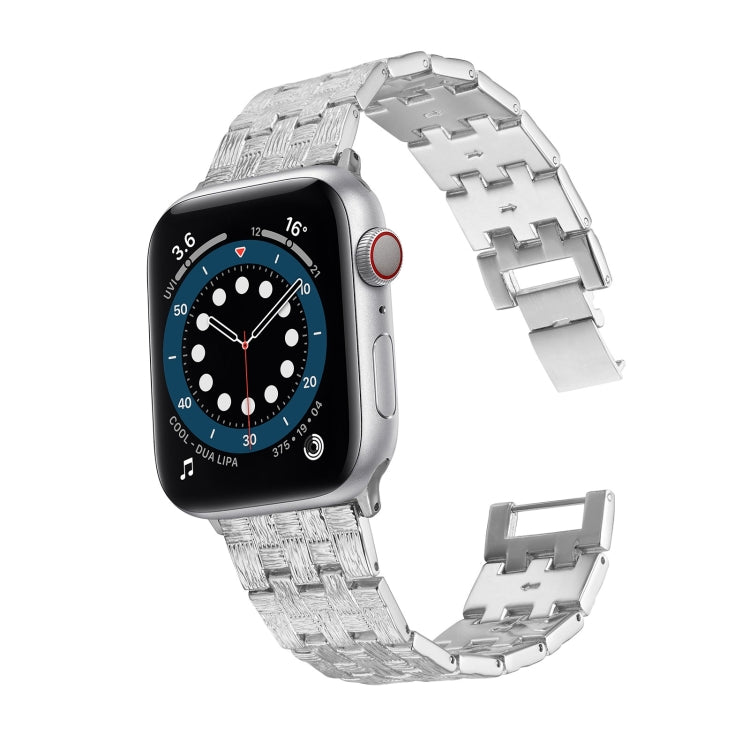 Woven Texture Stainless Steel Replacement Watchband For Apple Watch Series, 7 41mm / 6 & SE & 5 & 4 40mm / 3 & 2 & 1 38mm, 7 45mm / 6 & SE & 5 & 4 44mm / 3 & 2 & 1 42mm