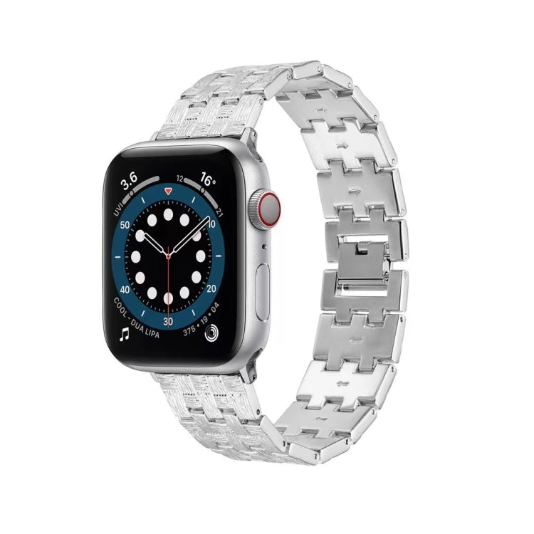 Woven Texture Stainless Steel Replacement Watchband For Apple Watch Series, 7 41mm / 6 & SE & 5 & 4 40mm / 3 & 2 & 1 38mm, 7 45mm / 6 & SE & 5 & 4 44mm / 3 & 2 & 1 42mm