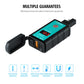 Black motorcycle USB charger with digital voltmeter screen and open USB/charging ports