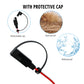 SAE terminal cable with protective cap on connector and red insulated wire