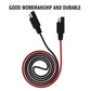 Double SAE socket cable with coiled length, black housing, red wire, and SAE connectors