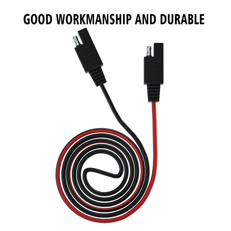Double SAE socket cable with coiled length, black housing, red wire, and SAE connectors