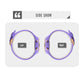 Round LED digital watch with purple silicone strap, side buttons, rose-gold bezel