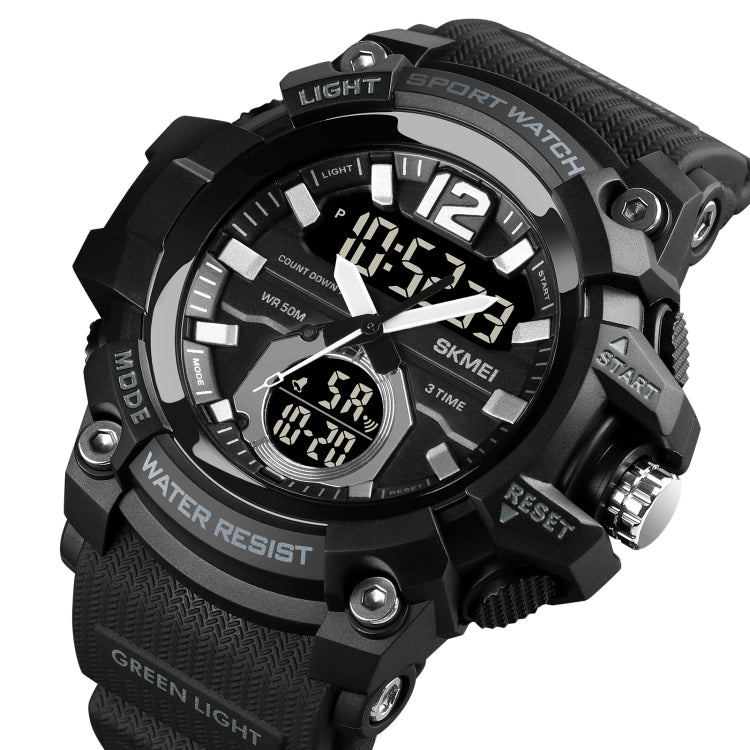 Black SKMEI digital sport watch with large LED time display and textured strap