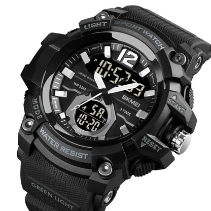 Black SKMEI digital sport watch with large LED time display and textured strap