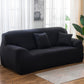 Black elastic full sofa cover with non-slip snug wrap over cushions and arms